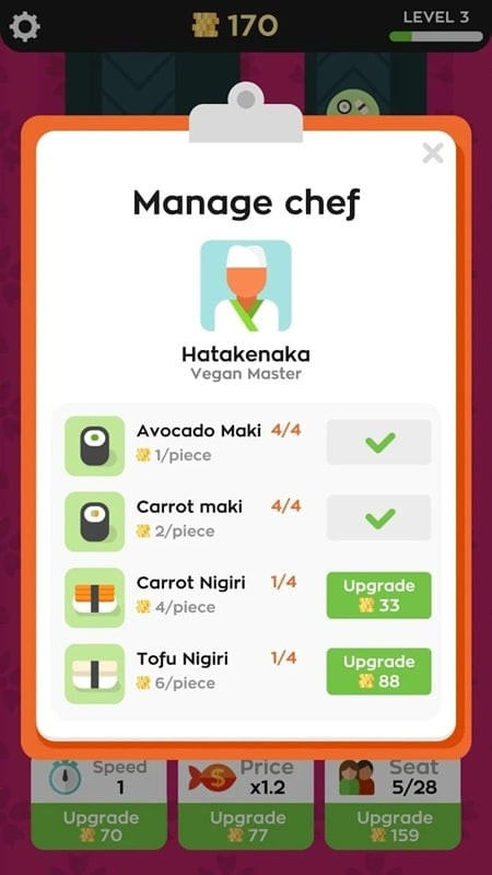 alt: Hình ảnh miễn phí trong game Sushi Bar Idle