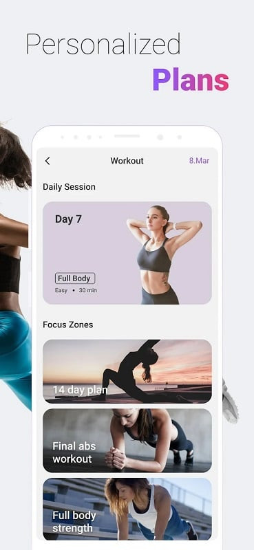 Example of a male workout in the Mejor app