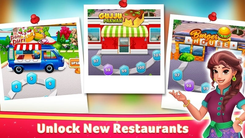 alt: Hình ảnh minh họa các dụng cụ nấu ăn trong game Indian Cooking Star.