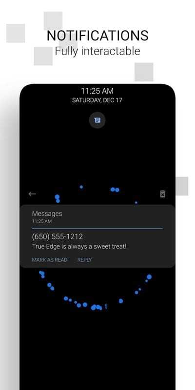 True Edge displaying message notifications on the lock screen