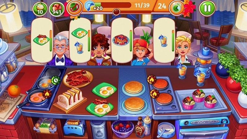 Cooking Craze game interface on a mobile phone