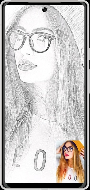 Final result after converting a photo to a pencil sketch using Pencil Photo Sketch MOD APK