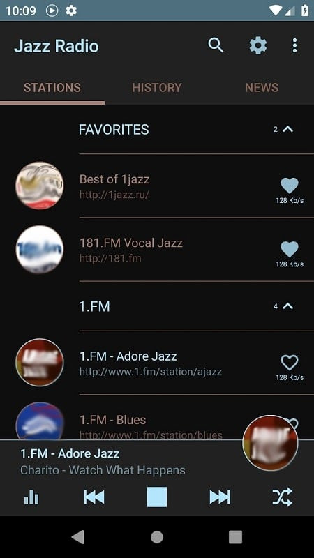 Using the online music streaming feature within the app