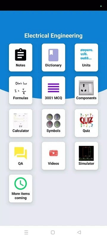 Electrical Engineering Notes app on a mobile phone