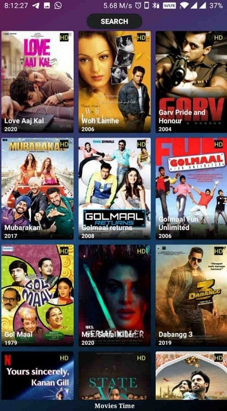 Movies Time MOD APK app interface screenshot