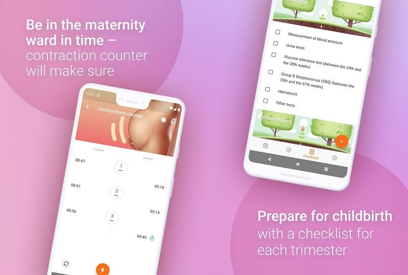 Pregnancy Tracker Week by Week app on a phone