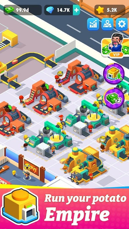 Upgrading factory and machinery in Potato Inc game