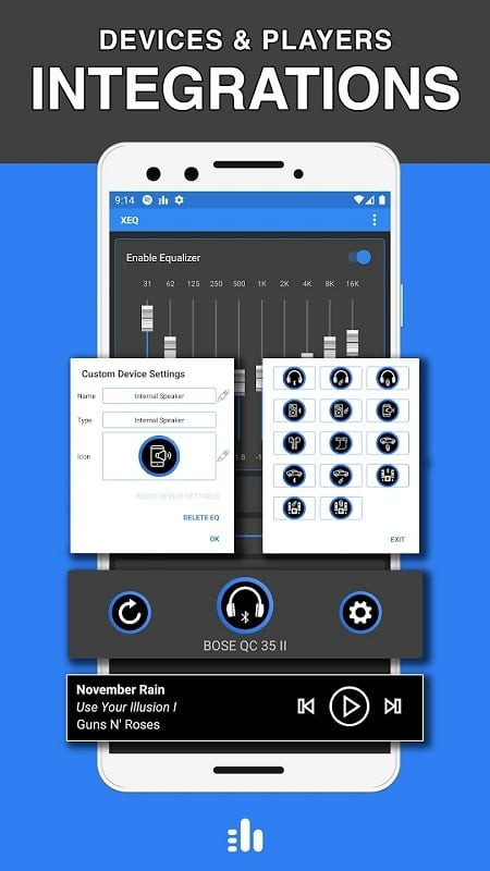 XEQ integrated with Spotify, allowing direct audio editing within the Spotify app.