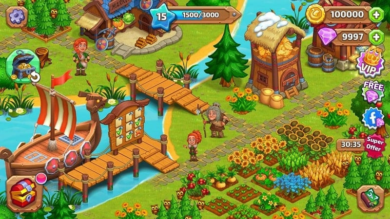 alt: Hình ảnh mùa gặt bội thu trong Vikings and Dragon Island Farm