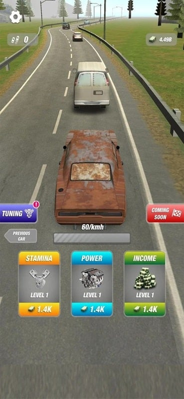 Car upgrade screen in Highway Overtake