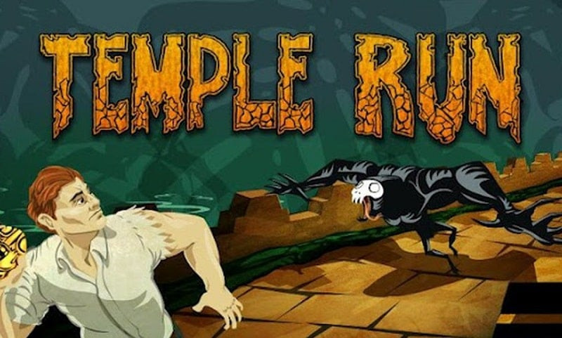 alt: Hình ảnh nhân vật trong game Temple Run đang chạy trốn khỏi quái vật