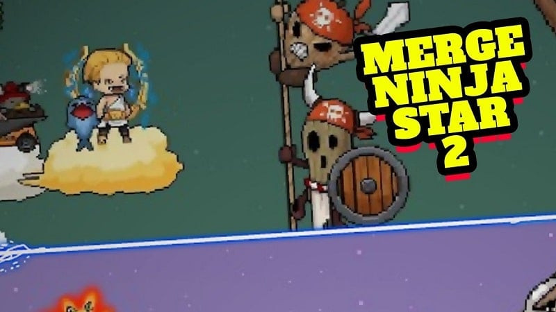 Alt: Hình ảnh ninja trong game Merge Ninja Star 2 tung phi tiêu