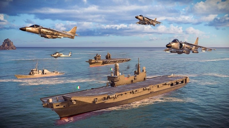 alt: Hình ảnh quảng cáo game MODERN WARSHIPS trên điện thoại