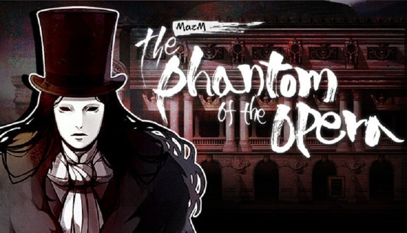 alt: Hình ảnh quảng cáo game Phantom of Opera trên MODCOMBO, thể hiện không khí u ám và bí ẩn của nhà hát opera