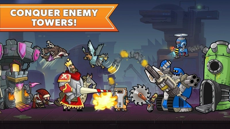 Tower Conquest MOD APK download button and version information.