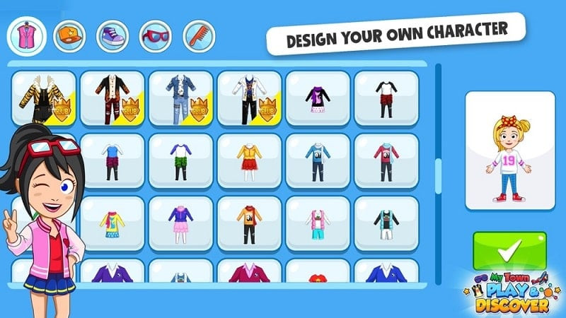 Changing character outfits in My Town – Build a City Life