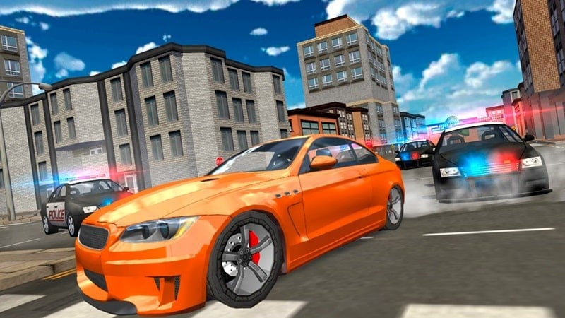 alt: Hình ảnh trò chơi Extreme Car Driving Racing 3D cho thấy một chiếc xe bị hư hỏng sau một vụ va chạm.