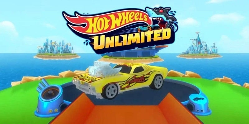 alt: Hình ảnh trò chơi Hot Wheels Unlimited với đường đua uốn lượn và xe đua đầy màu sắc