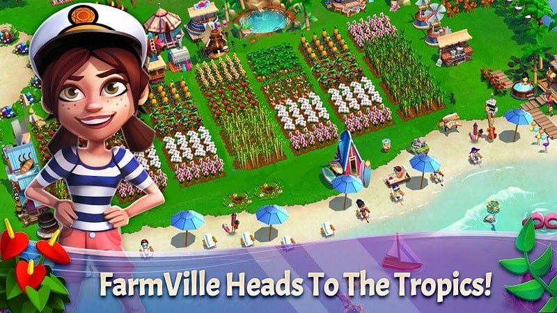 alt: Hình ảnh trong game FarmVille 2: Tropic Escape với khung cảnh hòn đảo nhiệt đới