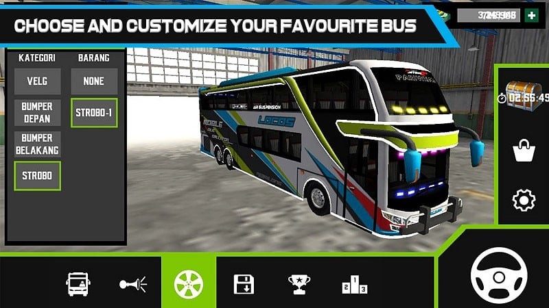 Mobile Bus Simulator in-game screenshot showing the driver's perspective from inside the bus