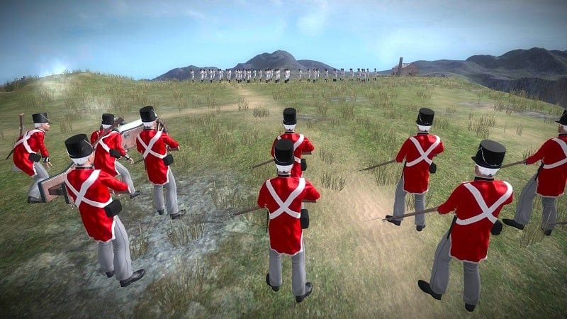 Alt: Hình ảnh trong game Muskets of Europe MOD APK, cho thấy các loại đơn vị quân khác nhau như bộ binh, kỵ binh và pháo binh.