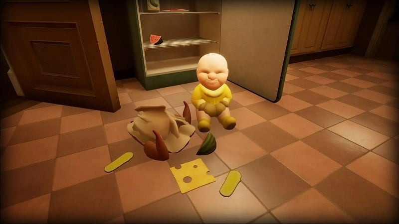 alt: Hình ảnh trong game The Baby in Yellow phiên bản MOD