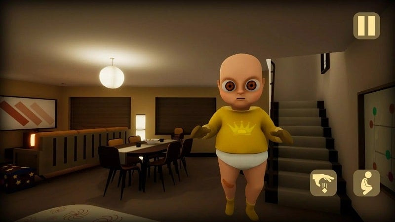 alt: Hình ảnh trong game The Baby in Yellow trên điện thoại Android