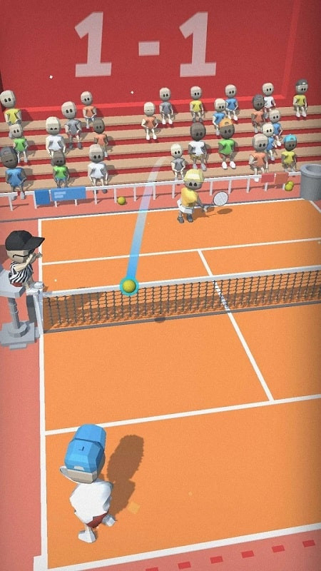 Character customization screen in Tropical Tennis Swipe, showcasing various clothing and accessory options.