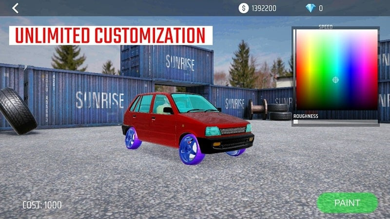 Car customization options in Indian Car Stunt Simulator