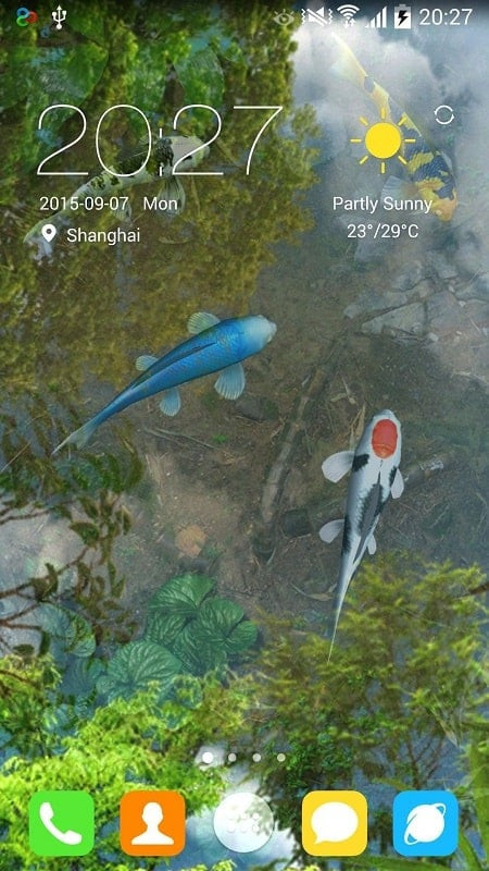 Koi pond live wallpaper with 3D aquarium image