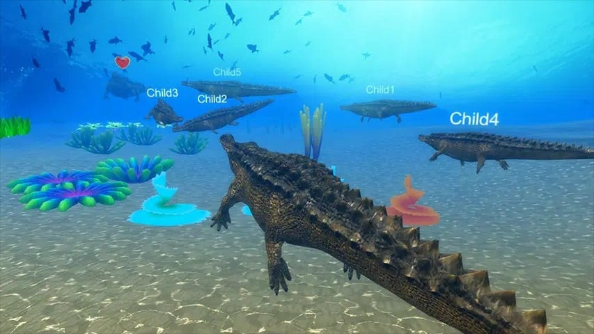 alt: Khủng long Sarcosuchus đang di chuyển trong game Sarcosuchus Simulator