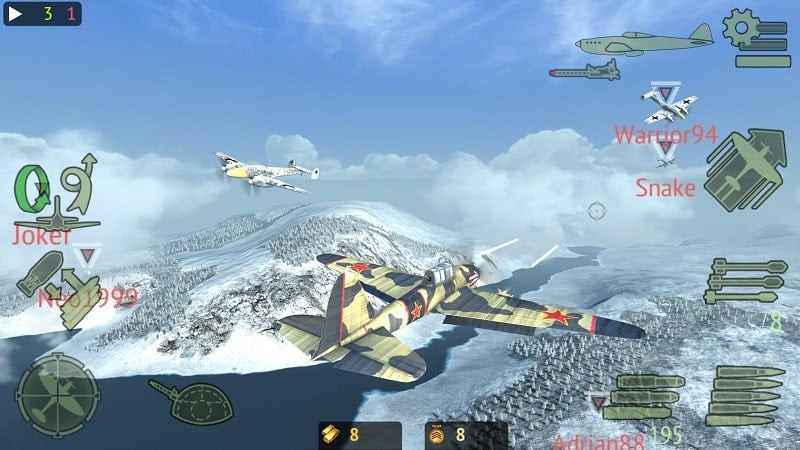 Fighter plane selection in Warplanes: Online Combat MOD