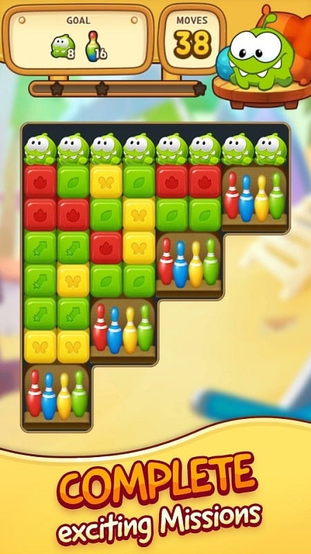 Cut the Rope: BLAST gameplay with matching candy blocks