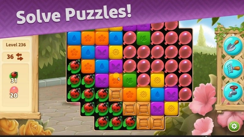 Match-3 puzzle level in Penny's Garden