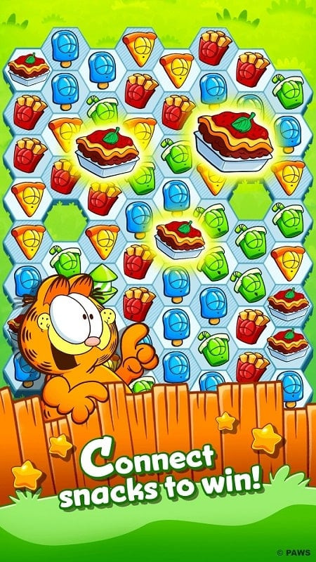 Gameplay in Garfield Snack Time MOD APK