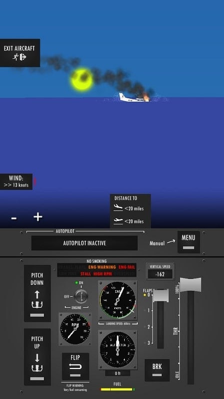 alt: Máy bay đang hạ cánh trong Flight Simulator 2d