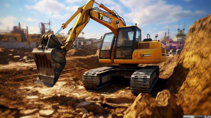 Excavator loading dirt onto a truck in Excavator Loader Simulator