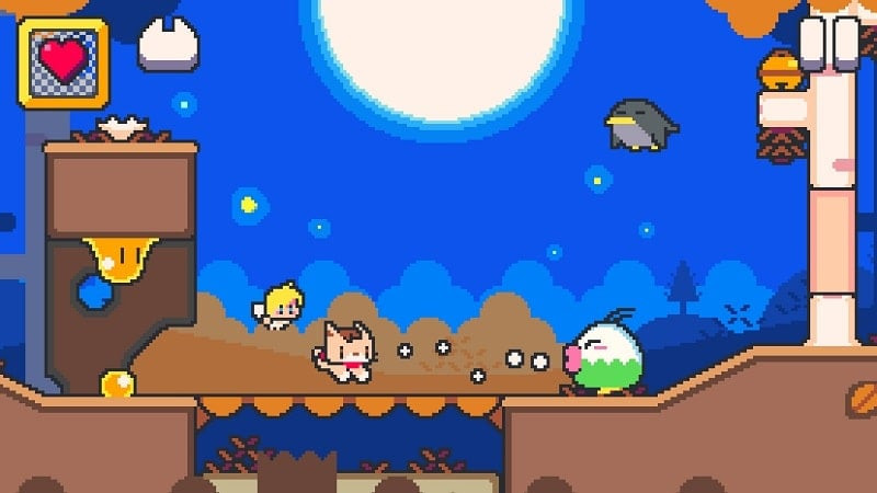 Alex the cat jumping over obstacles in Super Cat Tales