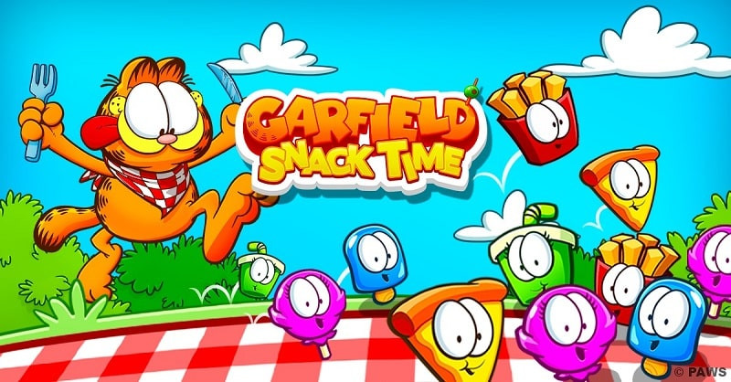 alt: Mèo Garfield trong game Garfield Snack Time