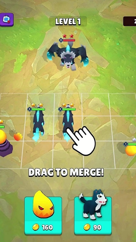 Alt: Một sinh vật mạnh mẽ trong game Merge Battle Tactics.