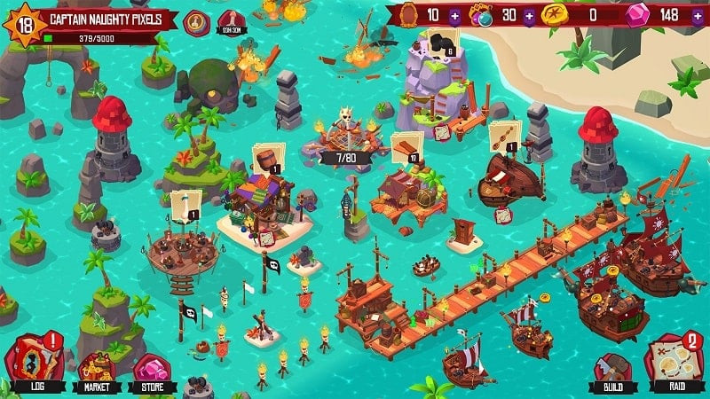 Upgrading buildings in Pirate Booty