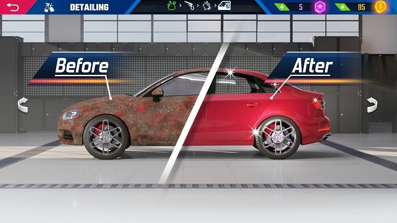 Player detailing a car in Car Detailing Simulator 2023.