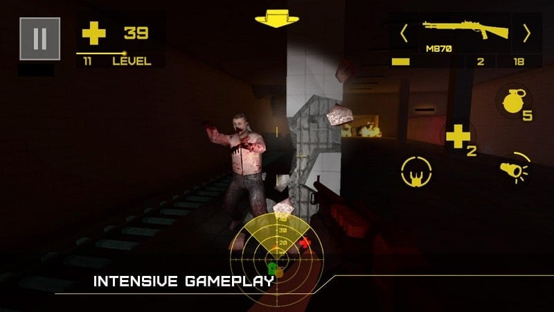 A player using heavy weaponry against mutated zombies