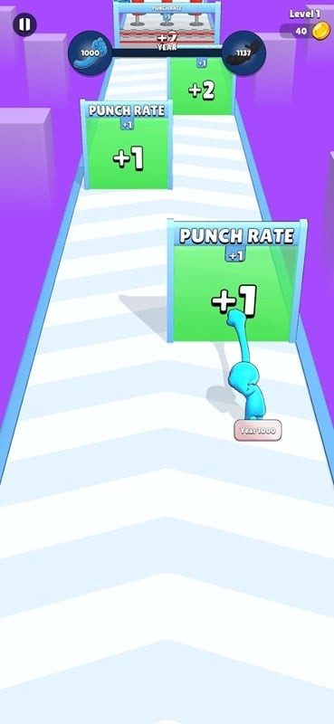 Punch Machine character overcoming obstacles on the track