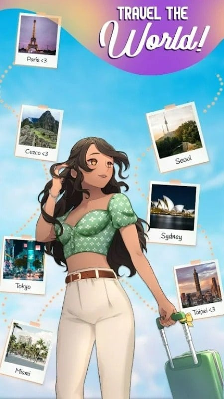 Tess taking a photo at a tourist destination in Where's Tess