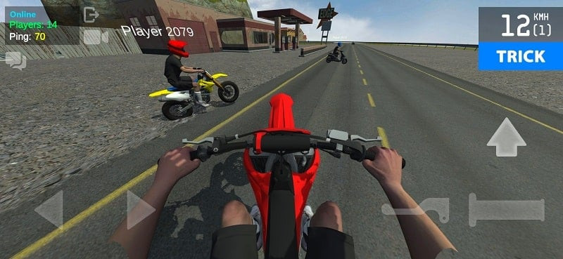 alt: Nhân vật trong game Wheelie Life 2 đang thực hiện pha bốc đầu