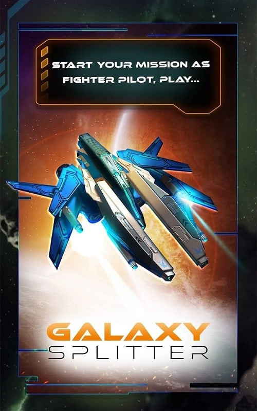 A spaceship in Galaxy Splitter is equipped with advanced weaponry.