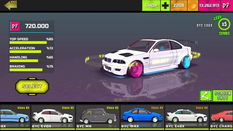 alt: Project Drift 2.0 MOD APK - Hình ảnh xe đua đang drift