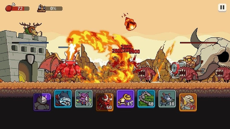 Monsters battling in Monsters War: Epic TD Strategy MOD