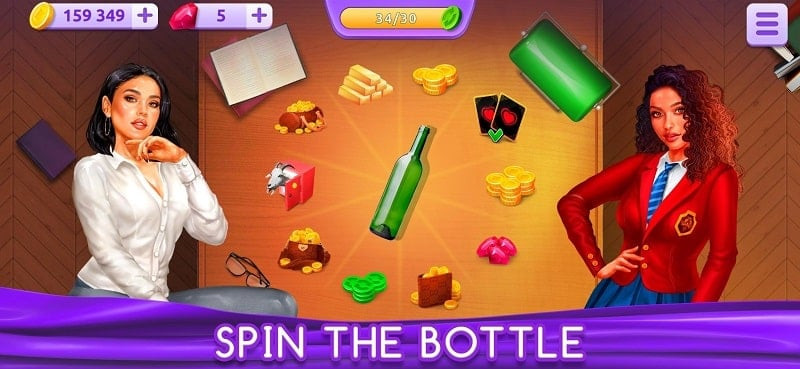 Spinning the bottle for rewards in Girls & City APK